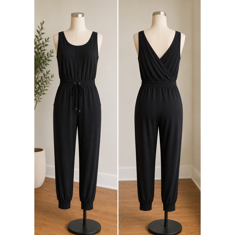 Athleta Black Brooklyn‎ Jumpsuit Womens 0 Sleeveless Jogger Travel Stretch